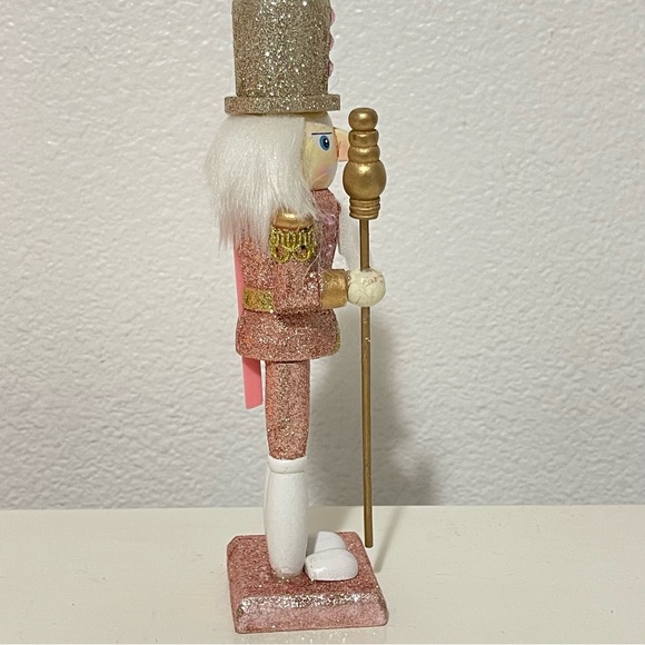 NU pink wooden glittery Christmas nutcracker holiday decor gift Xmas gift - Picture 7 of 10